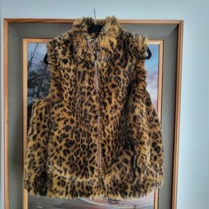 J. Crew Faux Leopard Fur Vest